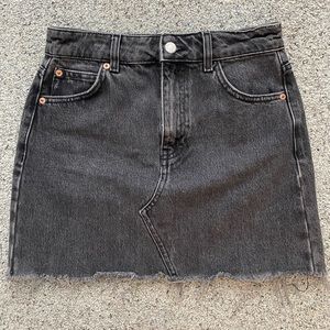 Topshop high waisted denim skirt in washed black
